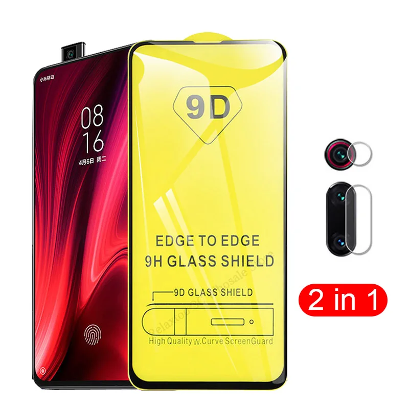 

2 in 1 9D Full Gule Tempered Glass For Xiaomi Redmi K20 K20pro Screen Protective Glass On Xiomi Mi 9T Pro MI9T Camera Lens Film