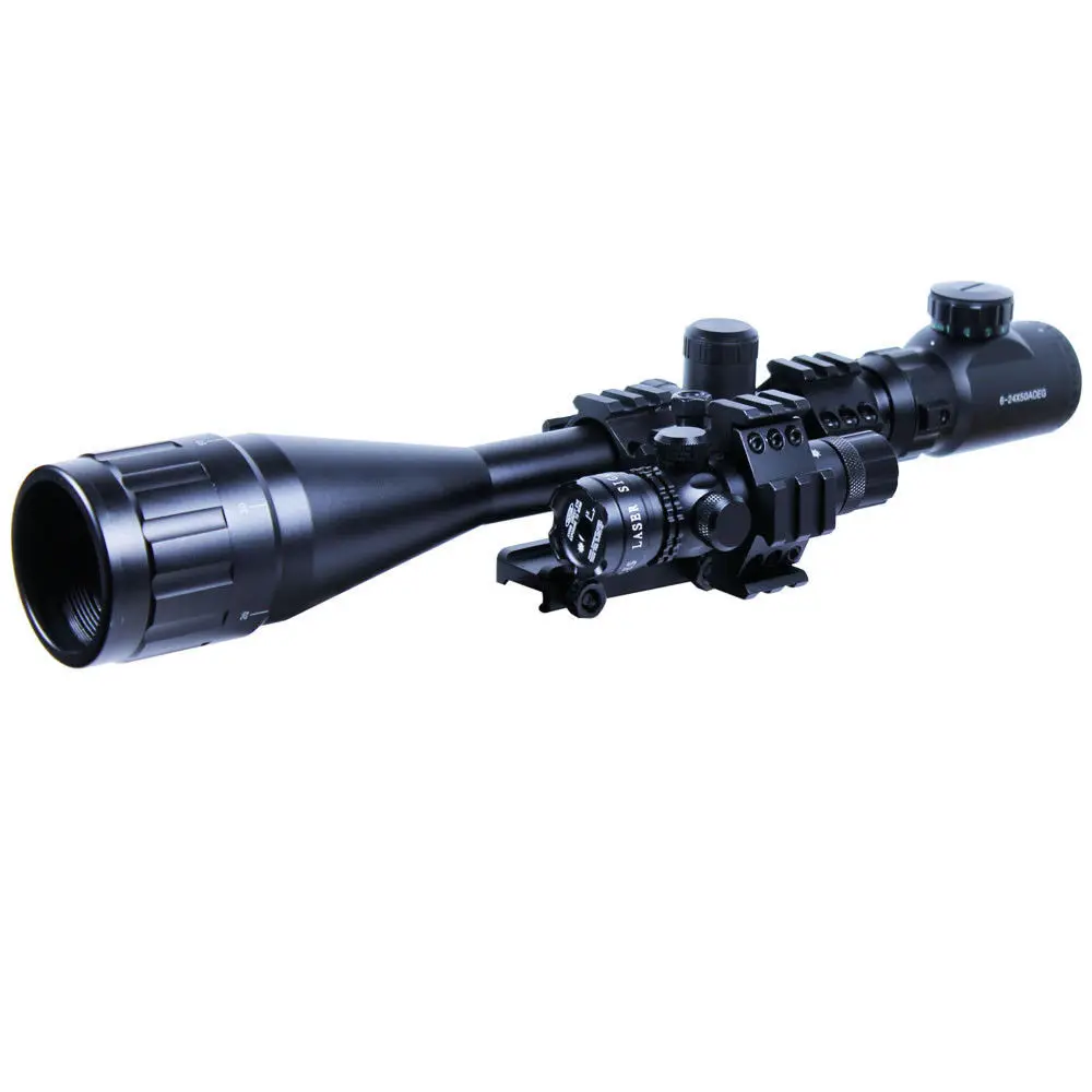 

Free shipping Riflescopes Hunting 6-24x50 Hunting Rifle Scope Mil-dot illuminated Snipe Scope & Green Laser Sight Airsoft