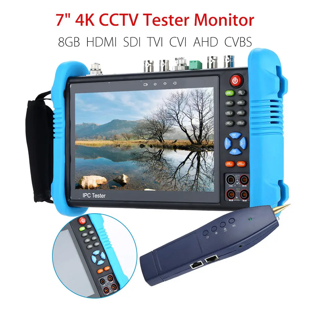 

SEESII 7" 4K CCTV IP Tester Monitor 8GB SDI TVI CVI AHD CVBS Security Camera Multimeter PTZ POE Test WIFI HDMI Video Onvif INPUT