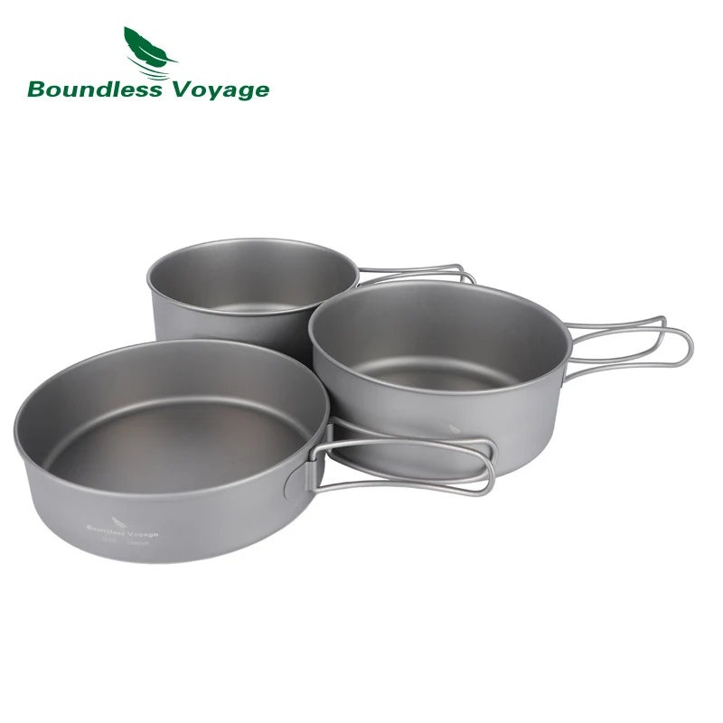 Sin Límites de viaje al aire libre ultraligero de titanio olla Pan conjunto de ollas de cocina utensilios Camping Ti1575B