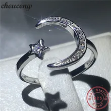 Choucong Moon Star ювелирное изделие Настоящее однотонное 925 пробы Серебряное кольцо AAAAA Циркон Обручальное кольцо кольца для мужчин и женщин