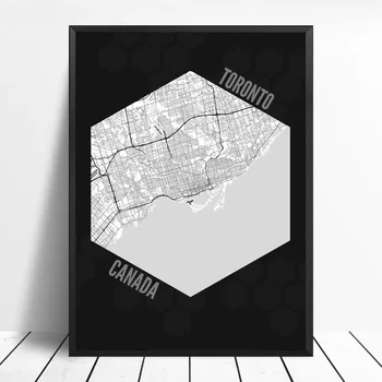 

Canada city map Toronto and Vancouver Black City Map Modern City Canvas Art Print Wall Pictures for Living Room No Frame