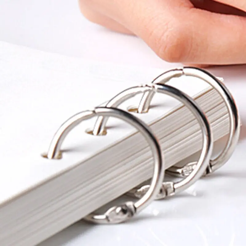 20-80mm Metal Loose Leaf Book Binder Hinged Rings Keychain Album Ring Scrapbook Binders Craft Photo Album Circle Clips 10Pcs/Lot Loose Leaf Notebook Binder