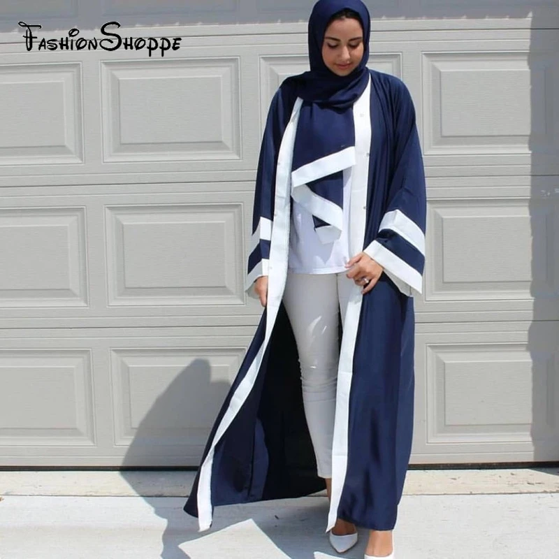 Дубай мусульманское платье кардиган абайя с хиджабом для женщин исламское Макси платье полосатый длинный рукав халаты Турция одежда кимоно Тобе