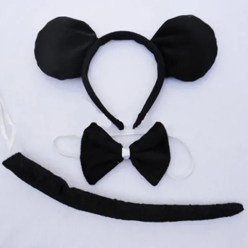 Животного Minnie Mouse Ear HEADBAND комплект повязка на голову галстук-бабочка хвост детский день рождения подарок