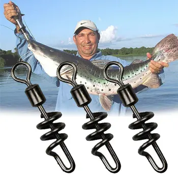 

100 Pcs Screw Rolling Fishing Swivel Snap Swivel Connector Cork Screws FG66