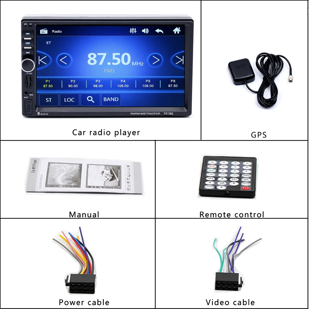 Podofo 2 din автомобильное радио gps навигация 7 дюймов HD сенсорный экран Bluetooth Авторадио Мультимедиа MP5 плеер Видео Стерео Радио 7018G