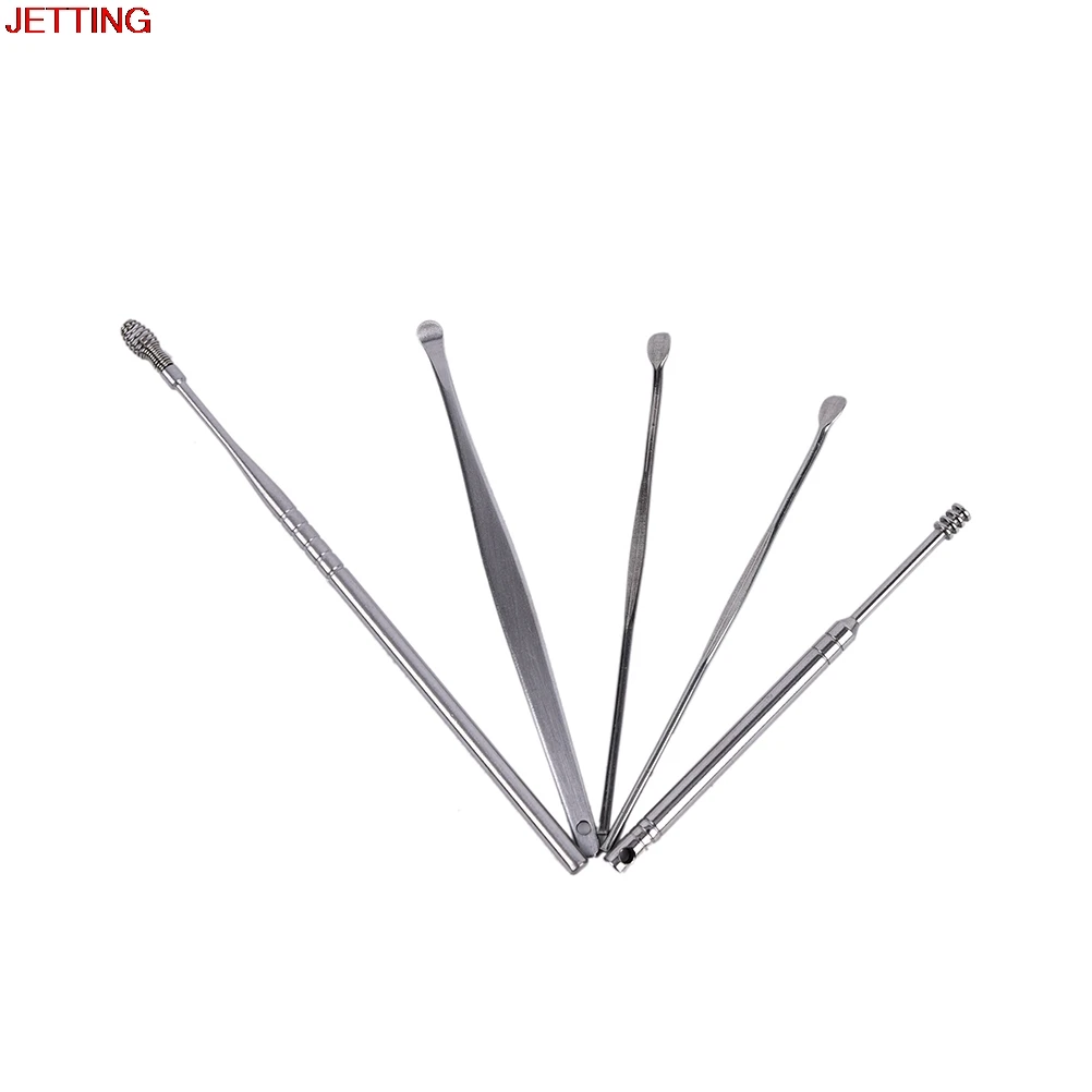 

5pcs/Lot Stainless Steel Silver Earpick with PP box Wax Remover Curette Cleaner Health Care Tool Ear Pick In addition to the wax