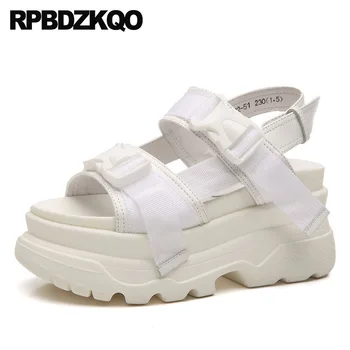 

ladies wedge runway designer platform high heels slingback open toe women pumps white holiday shoes double strap sandals 2019