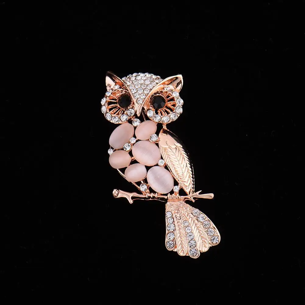 

Ancient Women's Men's Owl Korean Zinc Alloy Trendy Imitation Rhinestone Brooch Badge Christmas Gifts Accessories