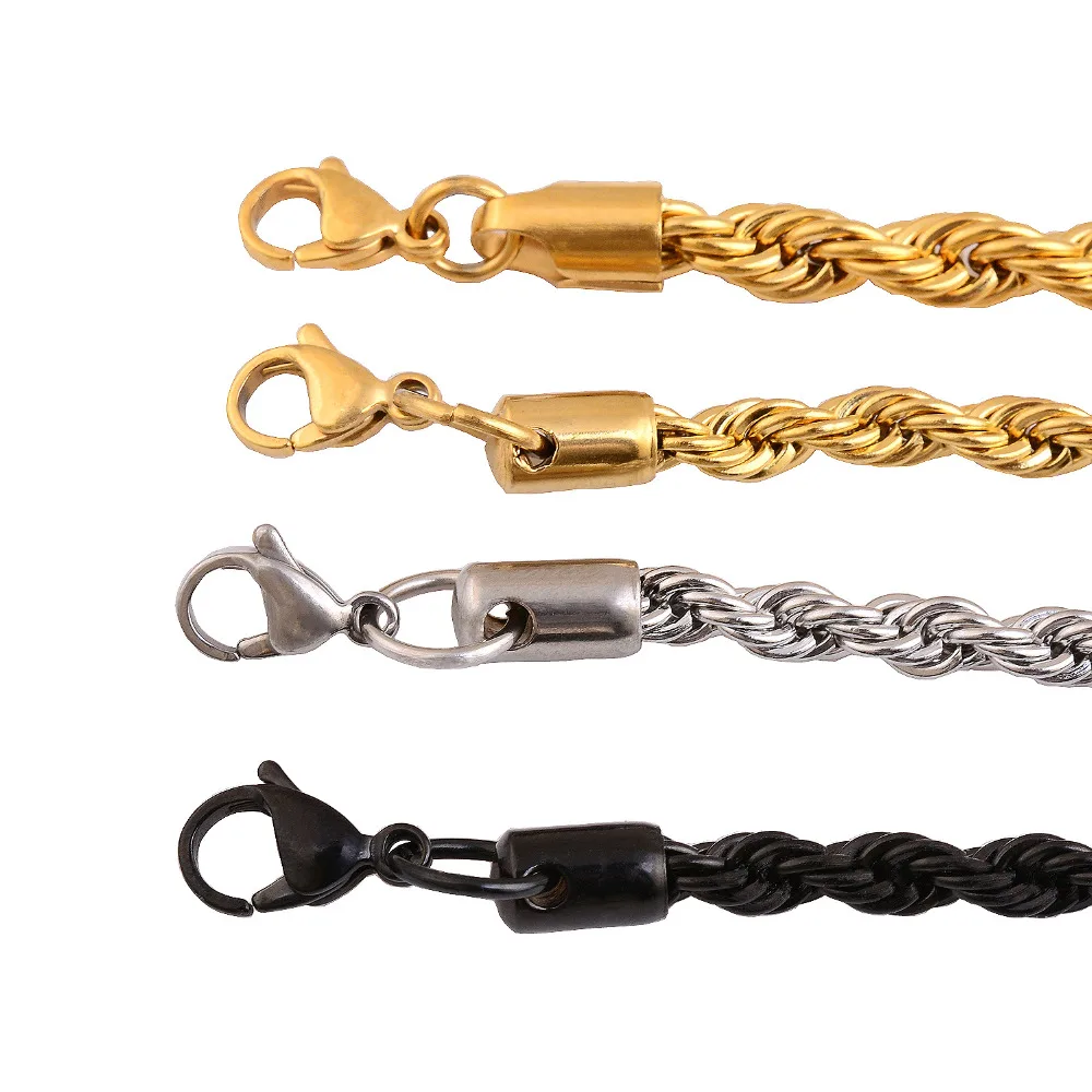 Высокое качество 5 мм-6 мм Нержавеющая сталь ожерелье цепь водонепроницаемый Веревка цепь ювелирные изделия различной длины