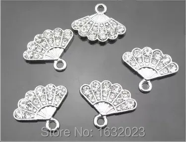 

Hot!20PCS/Lot "Fan" Hang Charms Pendant Full Rhinestone Fit Necklace Bracelet Pet Cell Phone Charms Wholesale HC34
