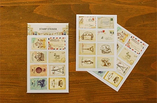 

[Season1] Wholesale 32sets Retro Stamp Sticker 8Designs Seal sticker Gift Paper Sticker
