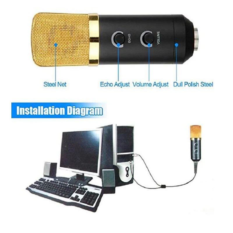 Профессиональный USB микрофон MK F100TL конденсаторный настольный компьютерный с