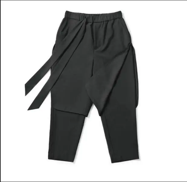 M~ 5XL! Новинка, Мужская одежда, большие размеры, GD Haren's feet, брюки универсальные, индивидуальные, ложные, два клуба, штаны для отдыха, девять костюмов - Цвет: black