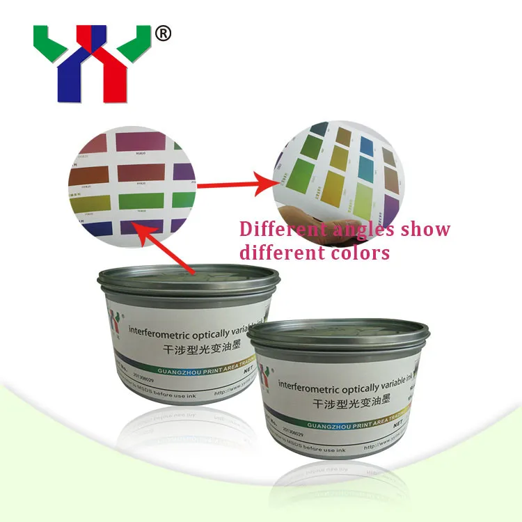 

A1 Optical Variable Ink,purple to green, Different angle different color,package:1kg/can,shipping by fedex,5 days arrive.