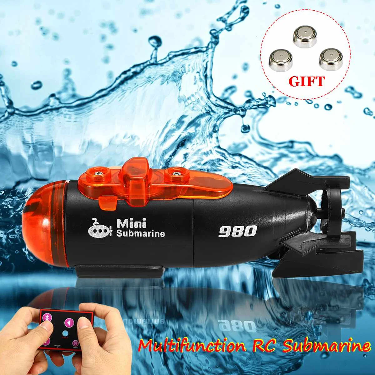 

Mini Micro Radio Remote Control RC Submarine Ship Boat With LED Light Toy Gift 6 Channels Speed Boat Remote Control Drone