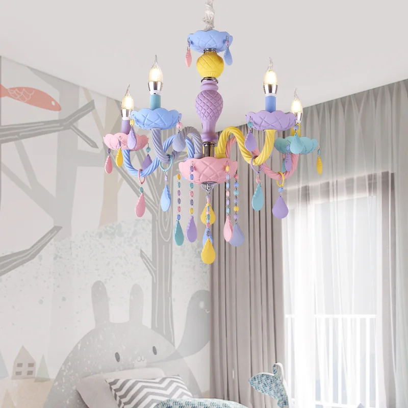Светильник в виде макарон, хрустальная люстра, светильник для детской комнаты, спальни, креативный светильник, цвет E14, люстра