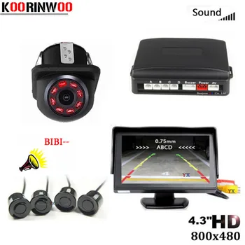 

Koorinwoo Parktronic Wireless Car Monitor 800*480 Car Parking Sensor 4 Probes Buzzer Car Rear view camera Reverse Step-up Alarm
