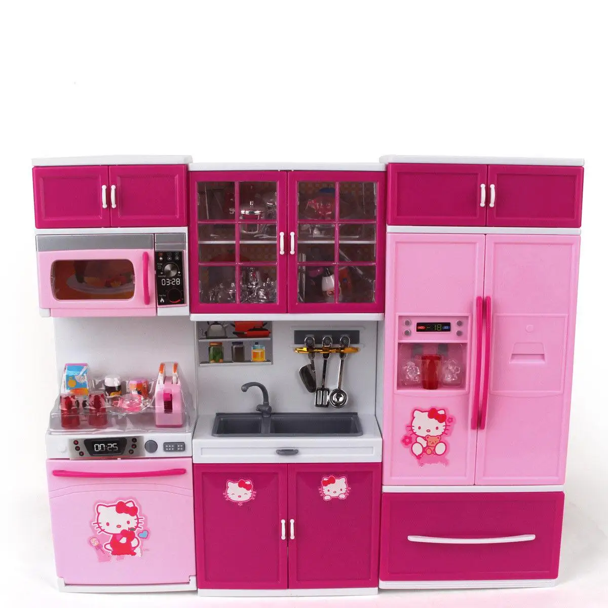 Kids Large Kitchen Playset With Sound And Light Girls Boy Pretend Cooking Toy Play Set Pink Simulation Cupboard Gift Brinquedos Kitchen Toys Aliexpress