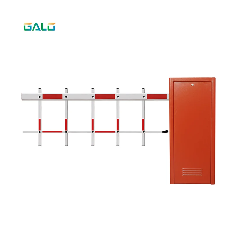 

Auspicious Lucky Red color Automatic Parking Lot Barrier gate with Double fence Boom