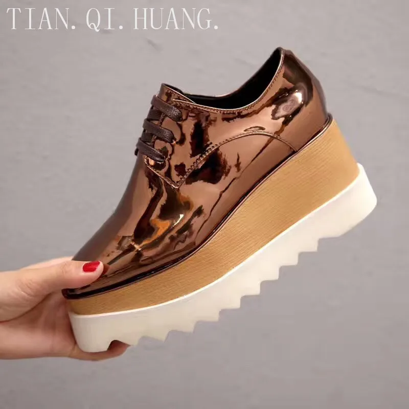 Стиль; Повседневная обувь из натуральной кожи; стиль; модная дизайнерская Высококачественная классическая обувь; женская брендовая обувь; TIAN. QI. HUANG - Цвет: Золотой
