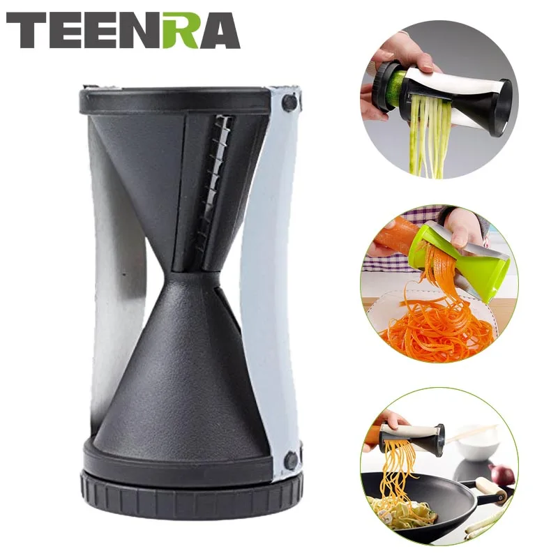 

TEENRA 1Pcs Funnel Shape Spiral Slicer Vegetable spiralizer Cutter Carrot Slicer Knife Fruit Spiral Grater Kitchen Accessories