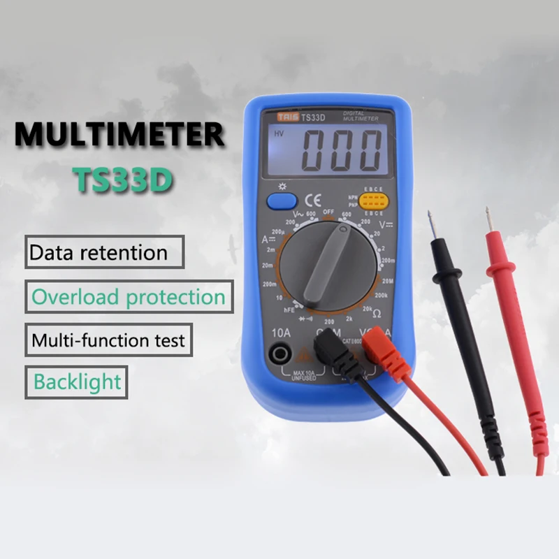 TS-33D AC DC ЖК-дисплей Профессиональный электрический ручной тестер метр Цифровой мультиметр Multimetro Амперметр мультитестер