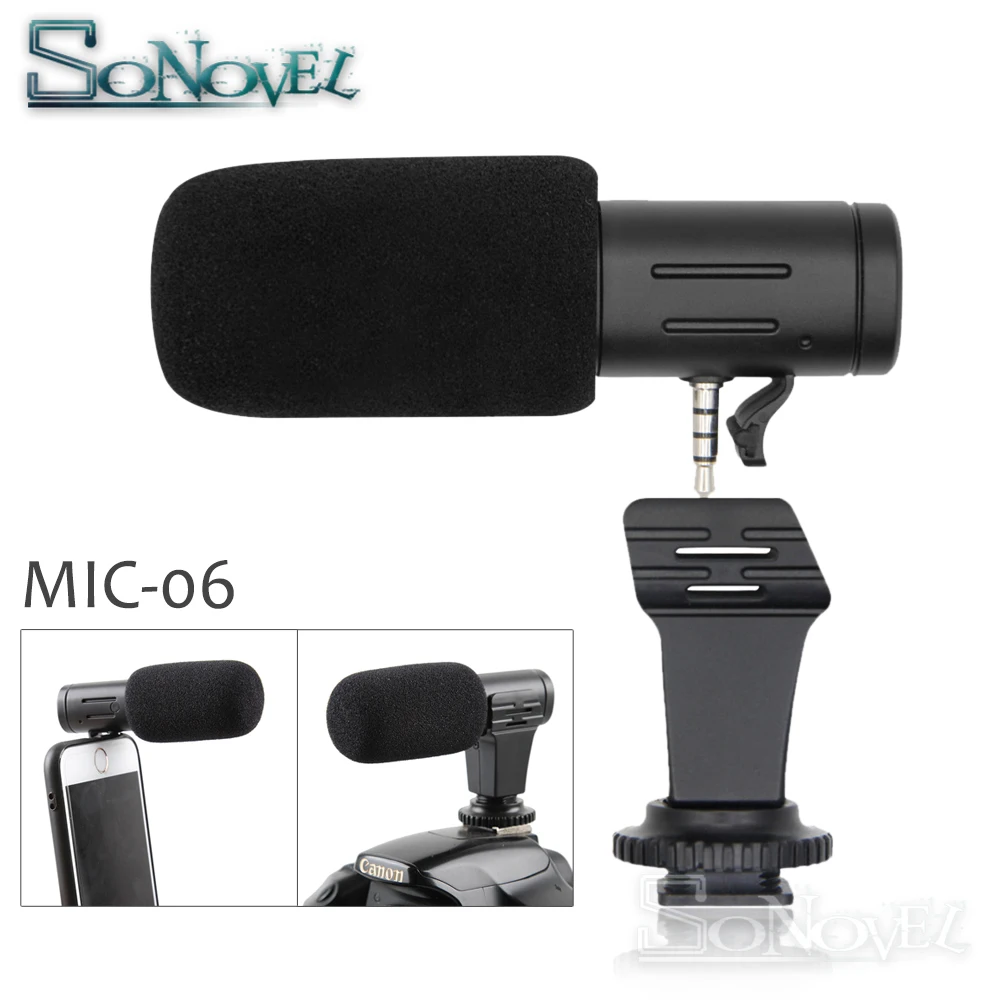 MIC-06 Microphone Mini Portable 3.5mm Condenser For SLR DSLR Smart Video Camera Outdoor Interview Mic With Muff | Электроника