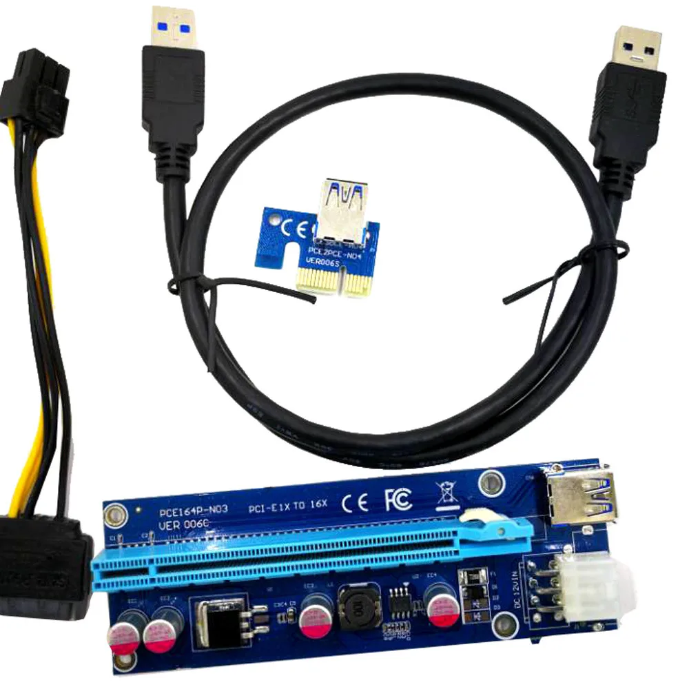 

USB3.0 PCI-E Express 1x To 16x Extender Riser Card Adapter SATA 6Pin Cable for 1x,4x,8x,16x PCI-E slot of the motherboard#G1