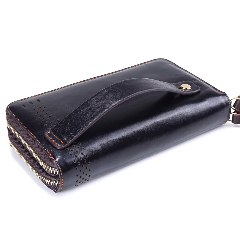 

2018 New Fashion Business Men's Long Wallets Natural Real Leather Male Cow Genuine Leather Cash Purses Clutch Men Card Holders