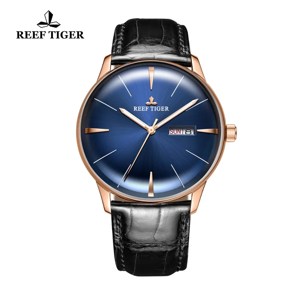  New Reef Tiger/RT Mens Dress Watches with Date Day Convex Lens Watches Analog Automatic Watches RGA
