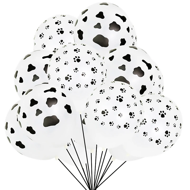

10pcs Black Dog Paws Cow Latex Footprint Balloon Thicken Air Balloons Birthday Party Decorations Supplies Kids Toy