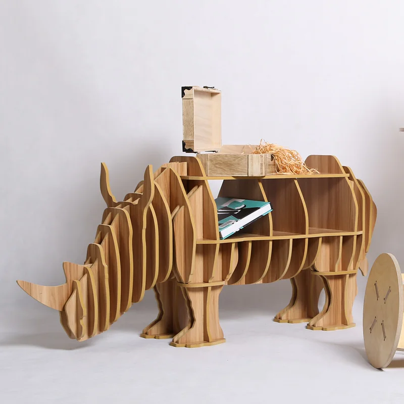 High-end Creative Wood Rhino Coffee Table Wood Desk Furniture Brand New TM003M