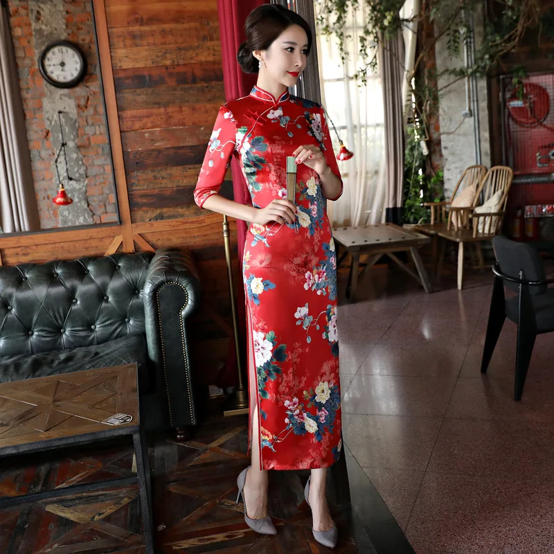 Новое современное традиционное китайское платье Ципао модное платье банкетный костюм длинный женский Восточный вечер M-3XL