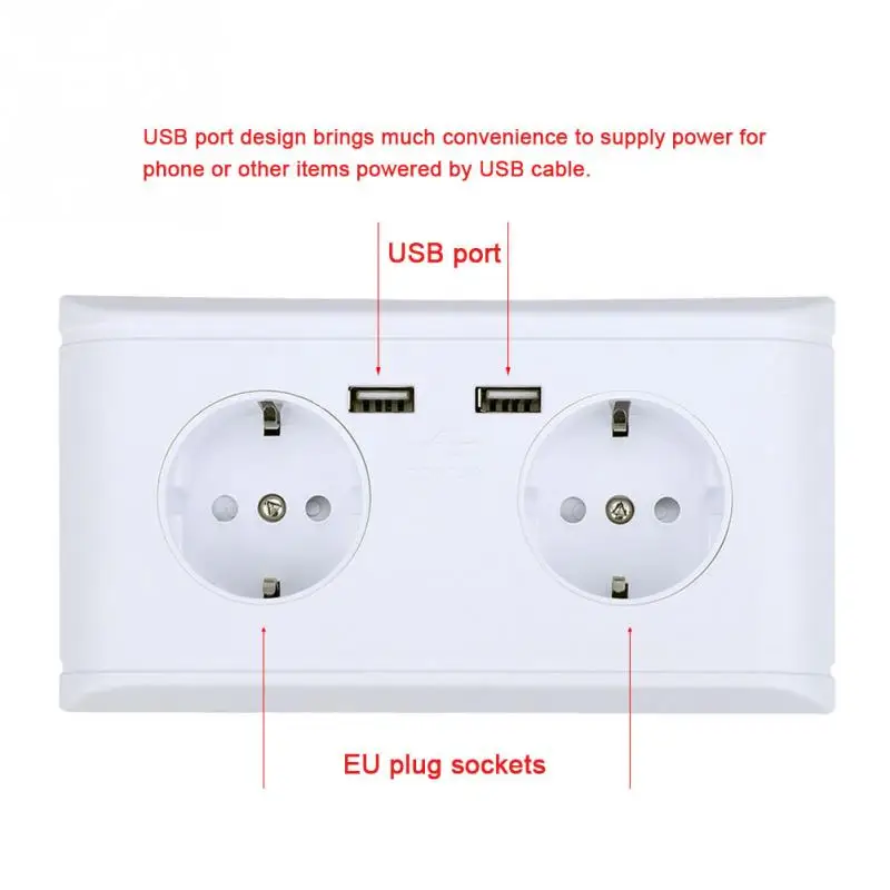 Многофункциональная настенная розетка европейского стандарта с двойным usb
