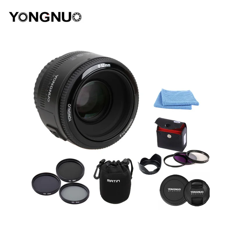 100% Аутентичный YongNuo YN 50 мм F1.8 Большая диафрагма Авто фокус объектив для Canon EF