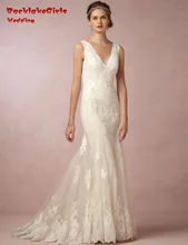 BacklakeGirls V neck Bride Gown font b 2017 b font Covered Button font b Custom b