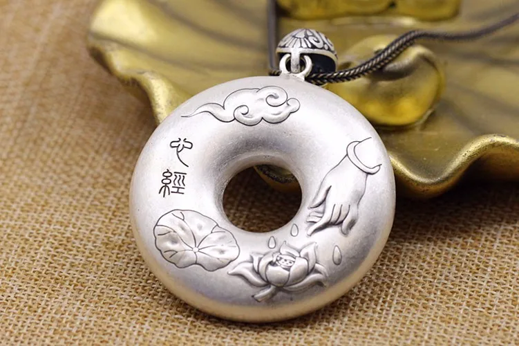 S925 стерлингового серебра ювелирные изделия Нежный круговой матовый Гуаньинь кулон пальм