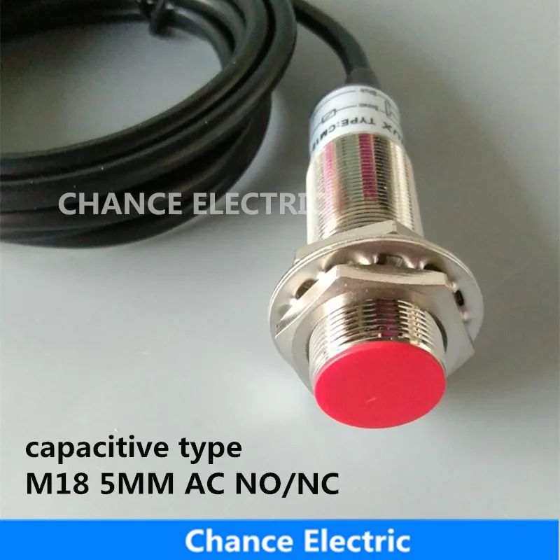

ac NO/NC capacitive proximity sensor new capacitance switch CM18 5mm detect distance red head 220V CM18-5-ACA/ACB