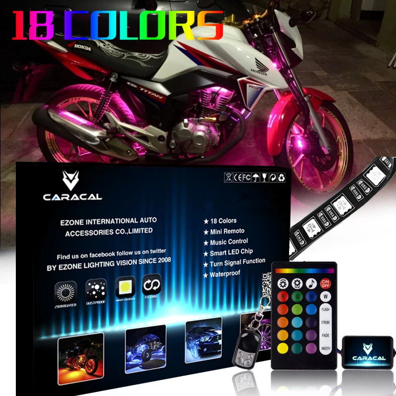 

Motorcycle LED Neon Under Glow RGB 12 Pod Lighting Kit For Harley Davidson Music