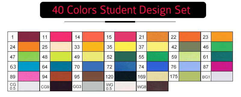 TOUCHNEW 30/40/60/80 Цвета двойной головкой кисть для эскиза маркер для белой доски жирной алкогольных маркер для рисования набор для манга анимация дизайн Сделано в Китае - Цвет: 40 Student Set T6