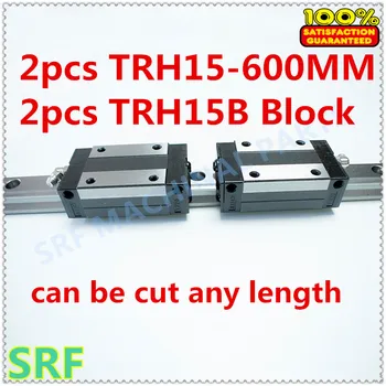 

High quality 15mm width Precision Linear Guide Rail 2pcs TRH15 Length=600mm +2pcs TRH15B Square linear block for CNC