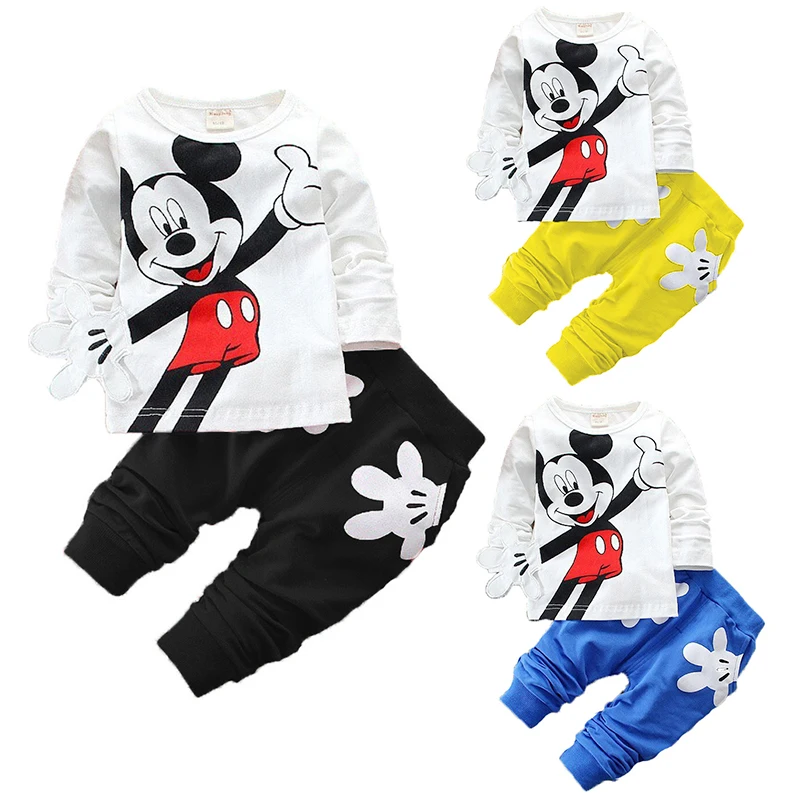 

Baby Boys Clothes Set Mickey Minnie Cartoon Boys Girls T shirts Tops Pants Suit Baby Kids Children Clothing Bebes Tracksuit