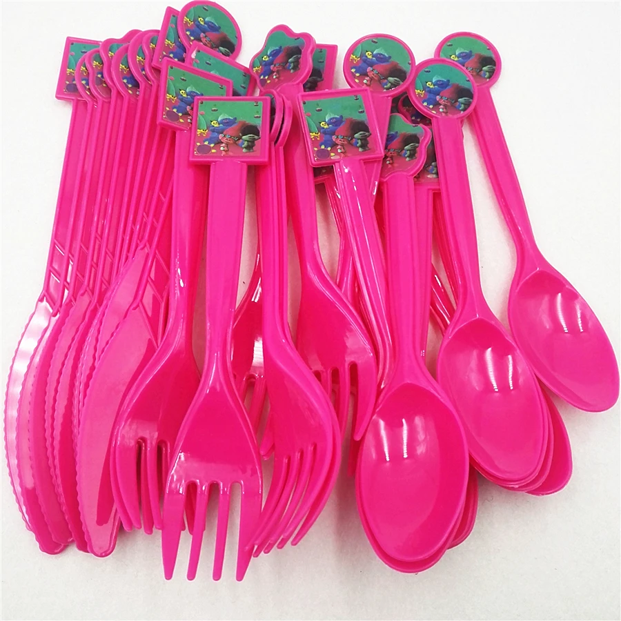 

30pc/set Trolls Knife Fork Spoon Party Supplies Tableware Festival Baby Shower Birthday Party Decoration Favor
