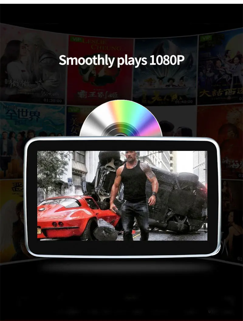 Автомобильный dvd-плеер Android 6,0 подголовник 10,1 дюймов HD 1080P ips сенсорный экран MP5 Монитор с wifi/HDMI/USB/SD/Bluetooth/fm tv в автомобиле