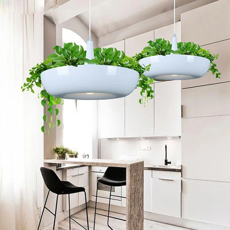 

LED Hanging Gardens of Babylon Plants Lamp Pots Potted Nordic Tom Creative Chandelier Lighting Bulb Art Pendant Lamp With Bulb