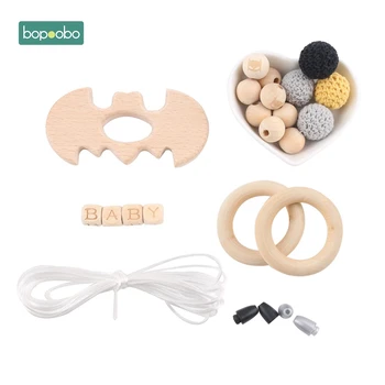 

Bopoobo Bat Set Cat Set Wood Teether Toy Original Wooden Teether Sensory Chewing Toy DIY Crafts Accessories Baby Teether