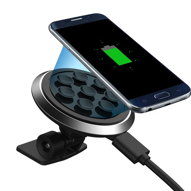 2016 Sucker Style Qi Car Wireless Charger Charging Pad Transmitter For Samsung S6 S7 S7 Edge