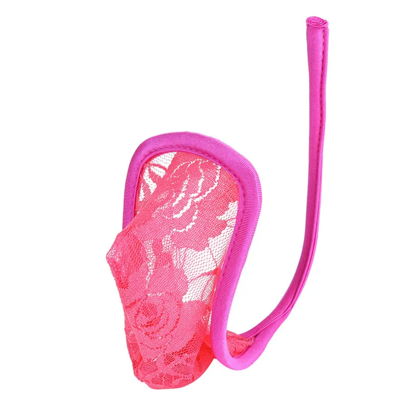 iEFiEL Sexy Mens Male Lace Floral C-string Bikini Mens Penis Sheath Cover Tights Underwear Thongs G-String for Lingerie Night